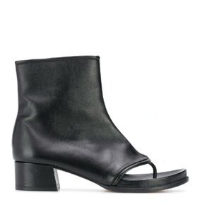 Loewe Black Leather Open-Toe Ankle Bootie